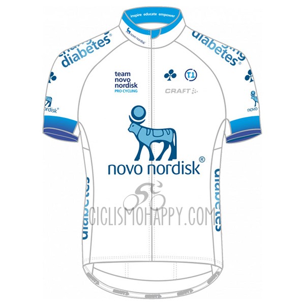 Novo Nordisk Cycling Jersey Bib Short 2017 Men Short Sleeve Novo Nordisk White